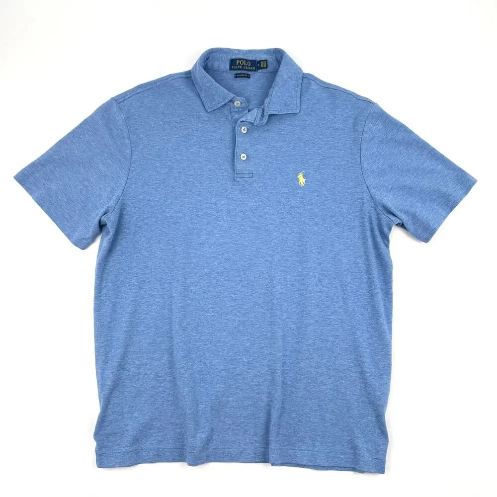 Polo Ralph Lauren Polo Shirt Classic Fit Medium Blue Heather Preppy Cotton